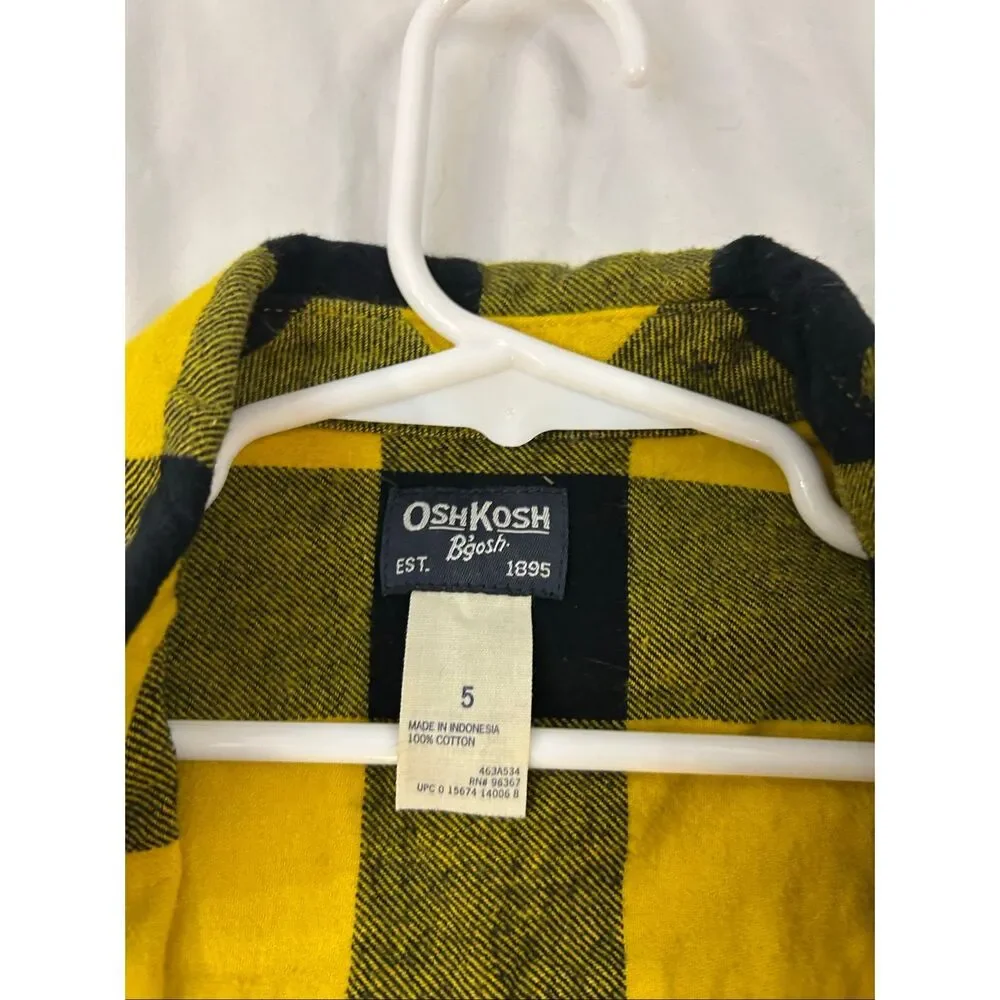 Oshkosh plaid shirt‎ boys size 5 yellow black